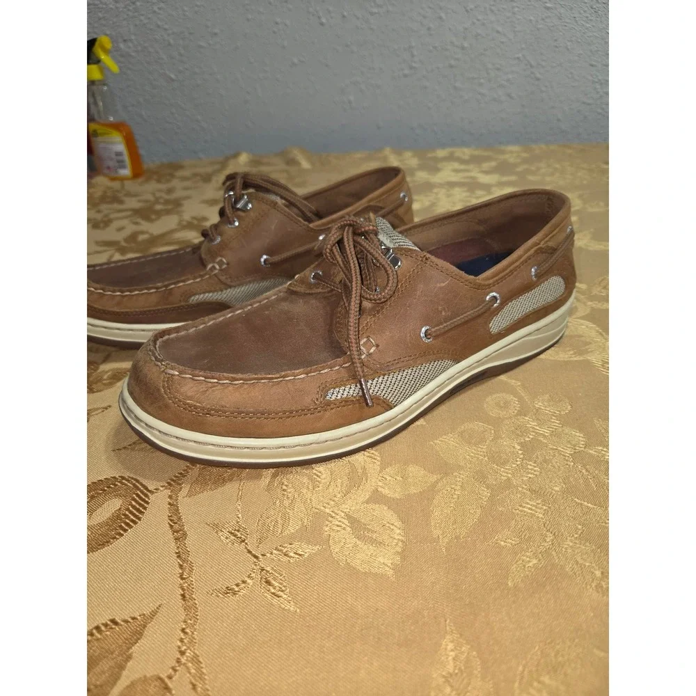 Sebago Clovehitch II Mens Brown Leather Mesh Boat Shoes 7000GE0 Size 10 M
